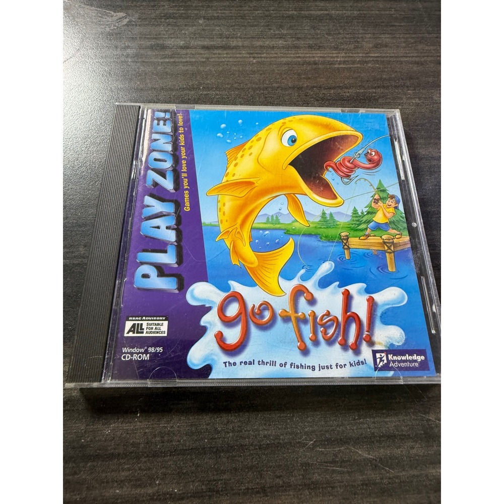 Go Fish! PC CD-ROM Play Zone Knowledge Adventure Windows 98/95 Vintage Game